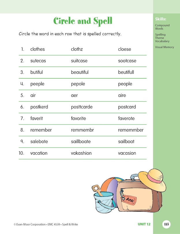 Aperçu du contenu 4_Skill Sharpeners: Spell & Write, Grade 3 Workbook