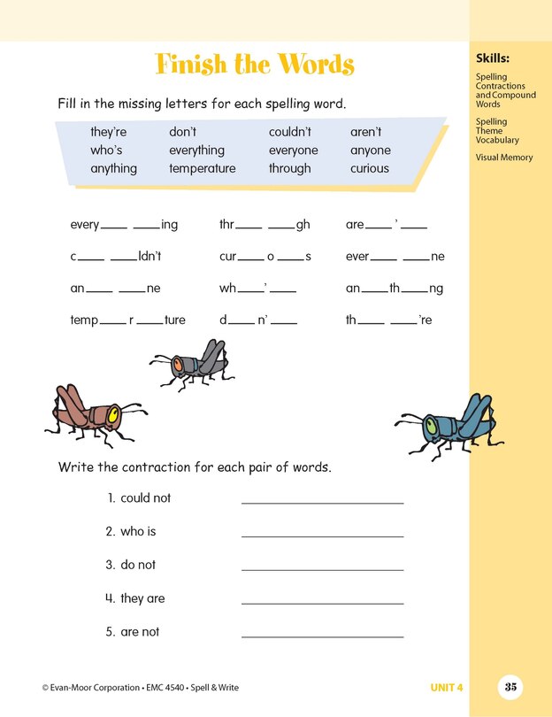 Aperçu du contenu 4_Skill Sharpeners: Spell & Write, Grade 4 Workbook