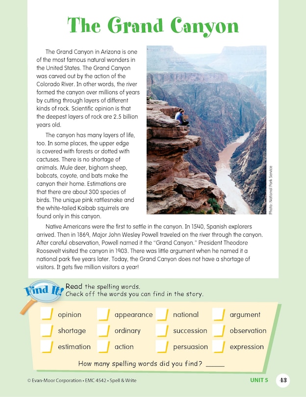 Sample content 2_Skill Sharpeners: Spell & Write, Grade 6 Workbook