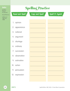 Sample content 3_Skill Sharpeners: Spell & Write, Grade 6 Workbook