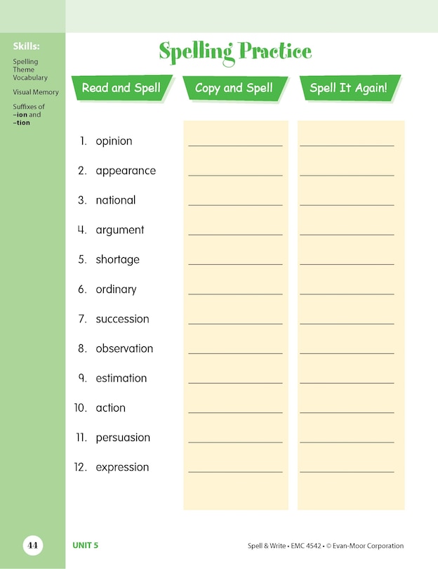 Sample content 3_Skill Sharpeners: Spell & Write, Grade 6 Workbook