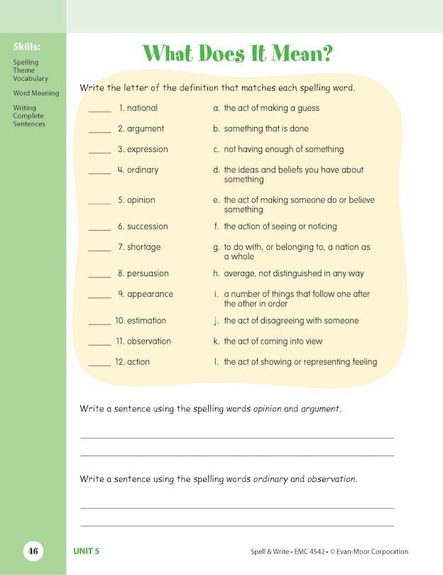 Sample content 4_Skill Sharpeners: Spell & Write, Grade 6 Workbook