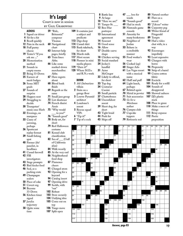 Aperçu du contenu_Sleeping In Late Weekend Crosswords