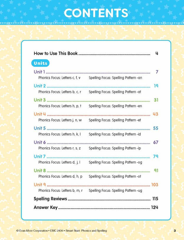 Aperçu du contenu_Smart Start: Phonics and Spelling, Grade PreK Workbook
