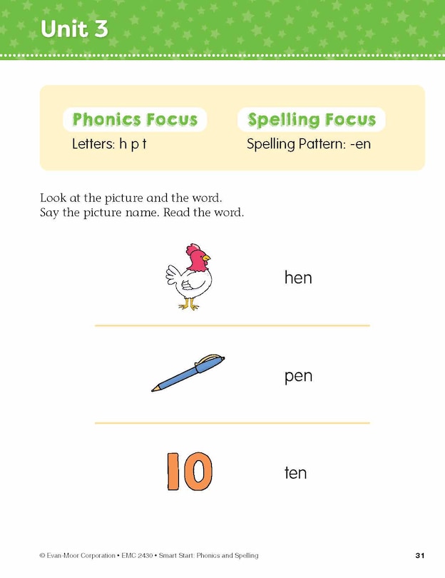 Aperçu du contenu 2_Smart Start: Phonics and Spelling, Grade PreK Workbook