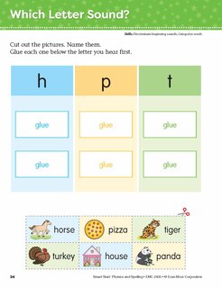 Aperçu du contenu 3_Smart Start: Phonics and Spelling, Grade PreK Workbook