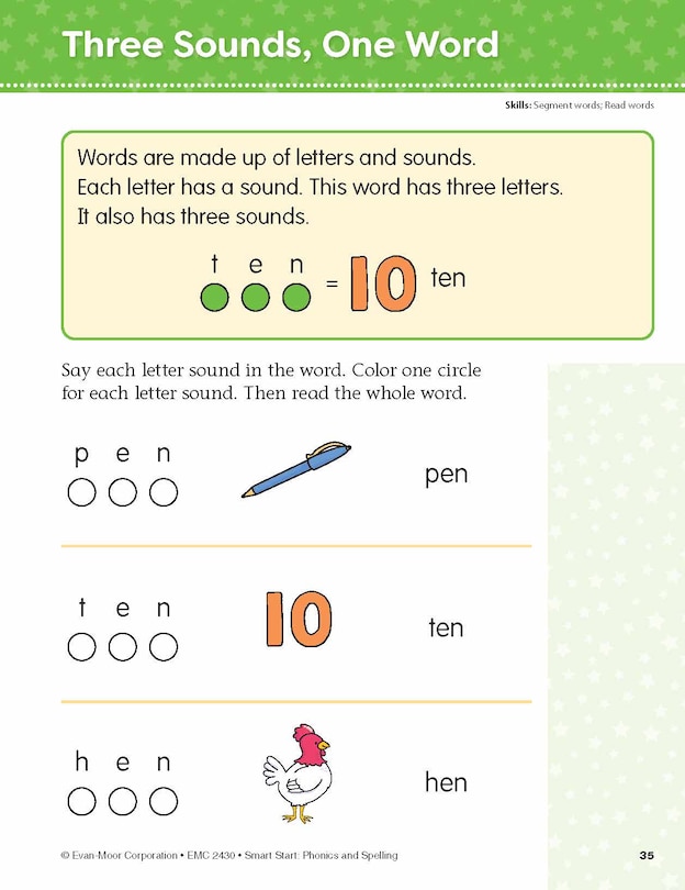 Aperçu du contenu 4_Smart Start: Phonics and Spelling, Grade PreK Workbook