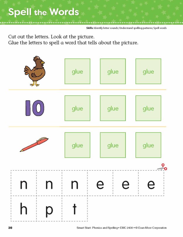 Aperçu du contenu 5_Smart Start: Phonics and Spelling, Grade PreK Workbook