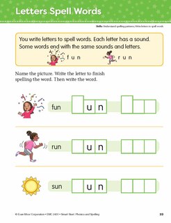 Aperçu du contenu 3_Smart Start: Phonics and Spelling, Grade K Workbook