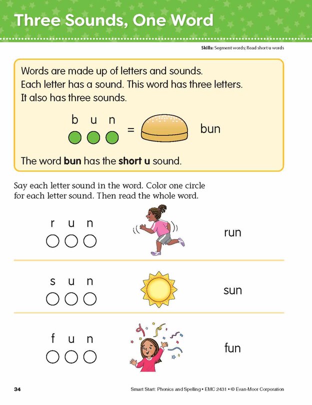 Aperçu du contenu 4_Smart Start: Phonics and Spelling, Grade K Workbook