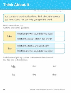 Aperçu du contenu 4_Smart Start: Phonics and Spelling, Grade 1 Workbook