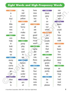 Aperçu du contenu_Smart Start: Sight Words & High-Frequency Words, PreK Workbook