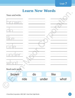 Aperçu du contenu 2_Smart Start: Sight Words & High-Frequency Words, PreK Workbook