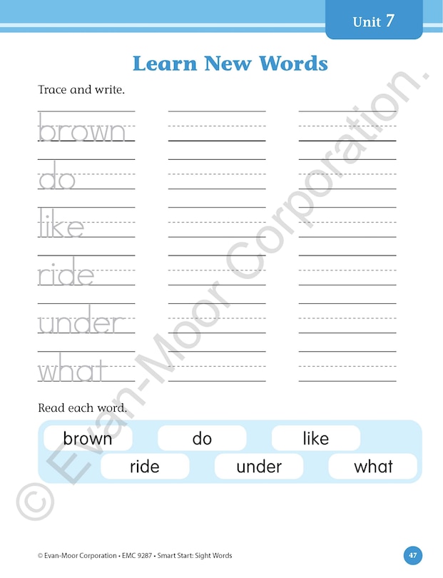 Aperçu du contenu 2_Smart Start: Sight Words & High-Frequency Words, PreK Workbook