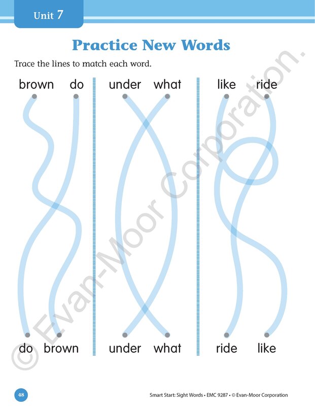 Aperçu du contenu 3_Smart Start: Sight Words & High-Frequency Words, PreK Workbook