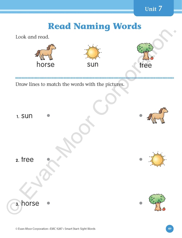 Aperçu du contenu 4_Smart Start: Sight Words & High-Frequency Words, PreK Workbook