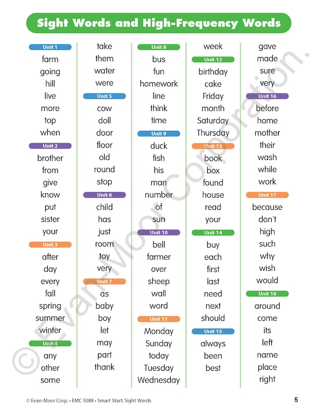 Sample content_Smart Start: Sight Words & High-Frequency Words, Kindergarten Workbook