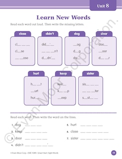 Sample content 2_Smart Start: Sight Words & High-Frequency Words, Grade 1 Workbook