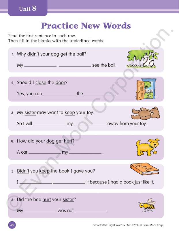 Sample content 3_Smart Start: Sight Words & High-Frequency Words, Grade 1 Workbook