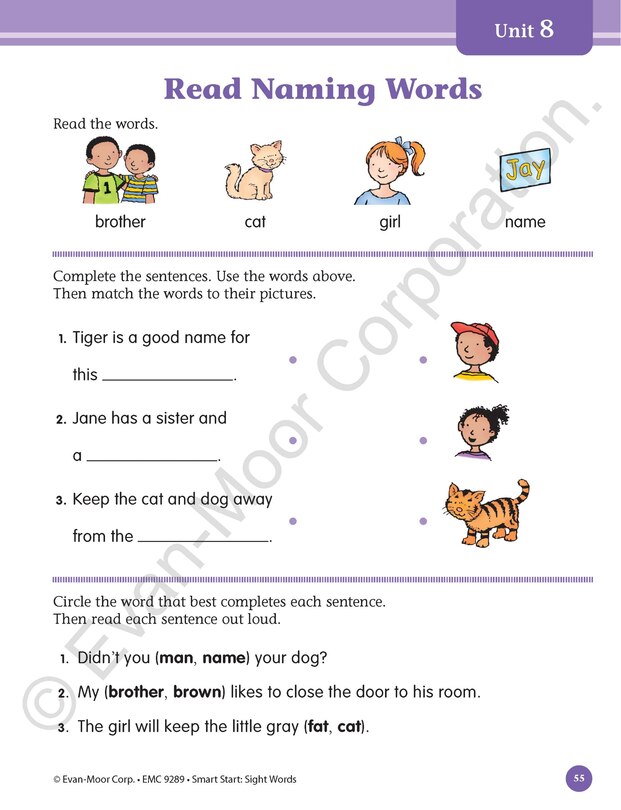 Sample content 4_Smart Start: Sight Words & High-Frequency Words, Grade 1 Workbook