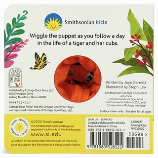 Back cover_Smithsonian Kids I Am a Tiger Puppet Book