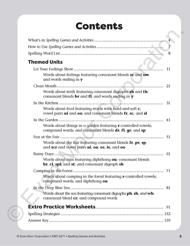 Sample content_Spelling Games and Activities, Grade 1 Teacher Resource