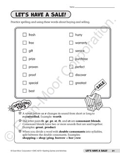 Sample content 3_Spelling Games and Activities, Grade 3 Teacher Resource
