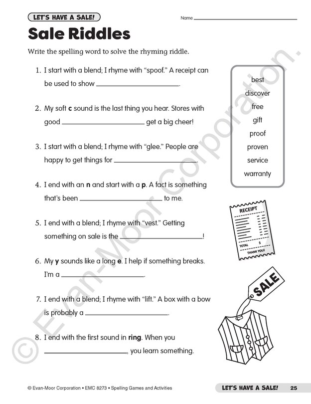 Sample content 5_Spelling Games and Activities, Grade 3 Teacher Resource