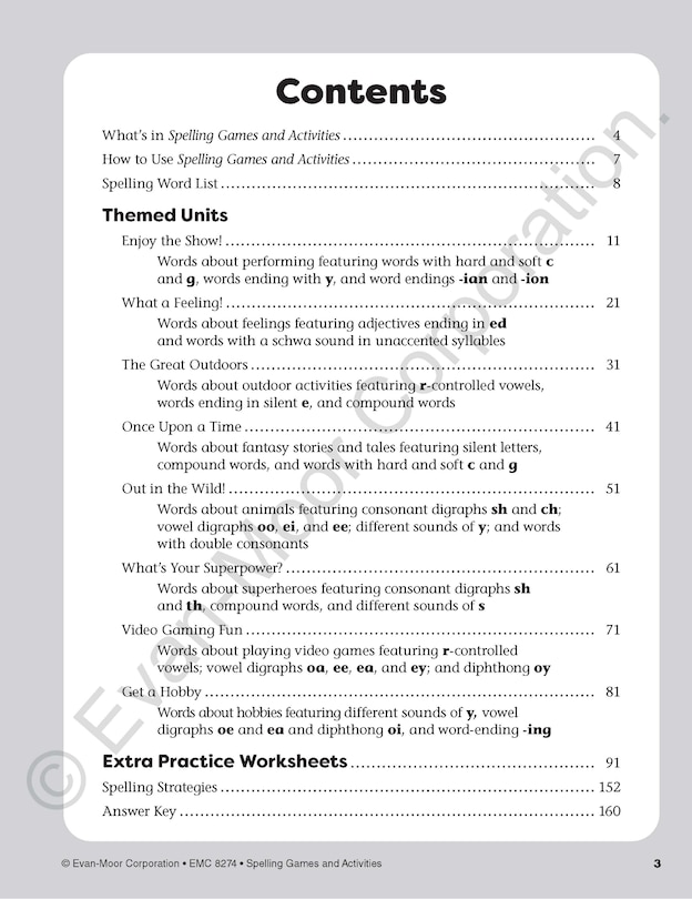 Sample content_Spelling Games and Activities, Grade 4 Teacher Resource