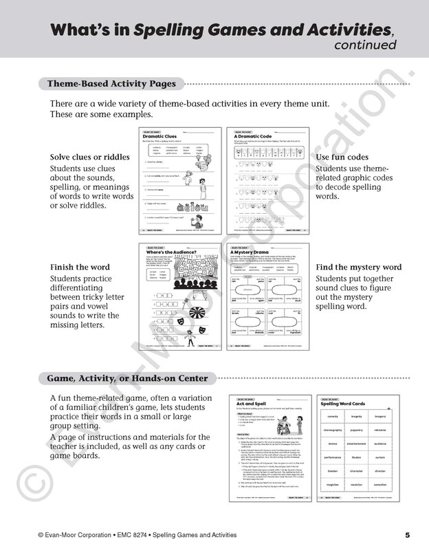 Sample content 2_Spelling Games and Activities, Grade 4 Teacher Resource