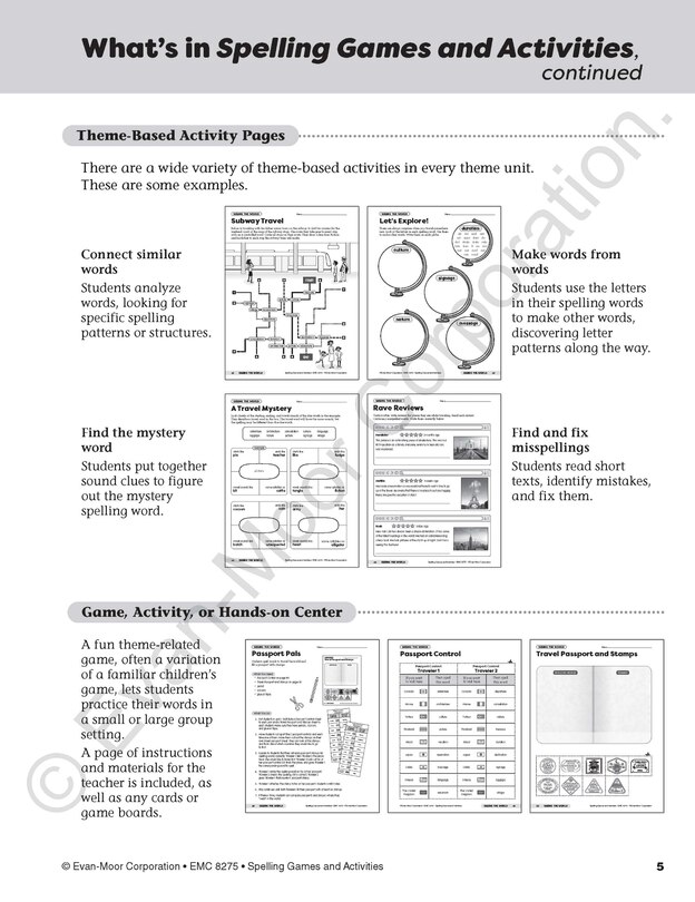 Sample content 2_Spelling Games and Activities, Grade 5 Teacher Resource