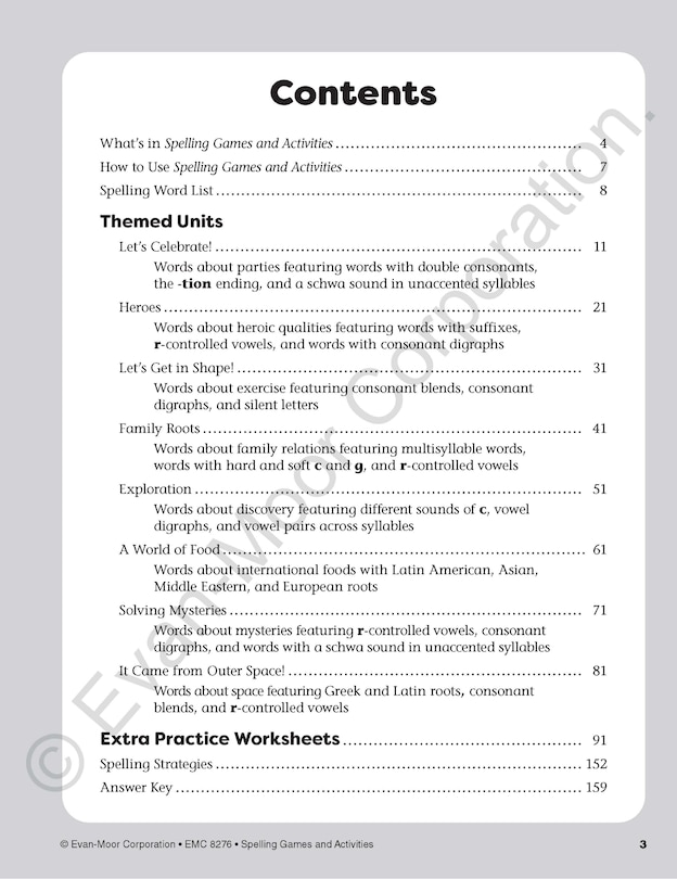 Sample content_Spelling Games and Activities, Grade 6 Teacher Resource