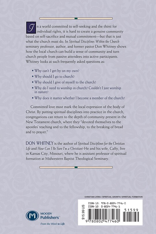 Back cover_SPIRITUAL DISCIPLINES WITHIN THE CHURCH
