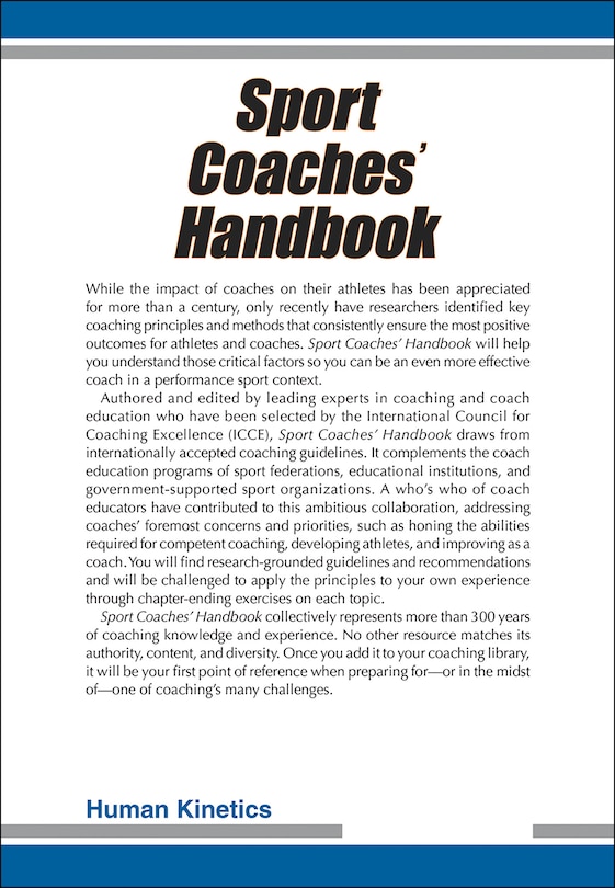 Back cover_Sport Coaches' Handbook
