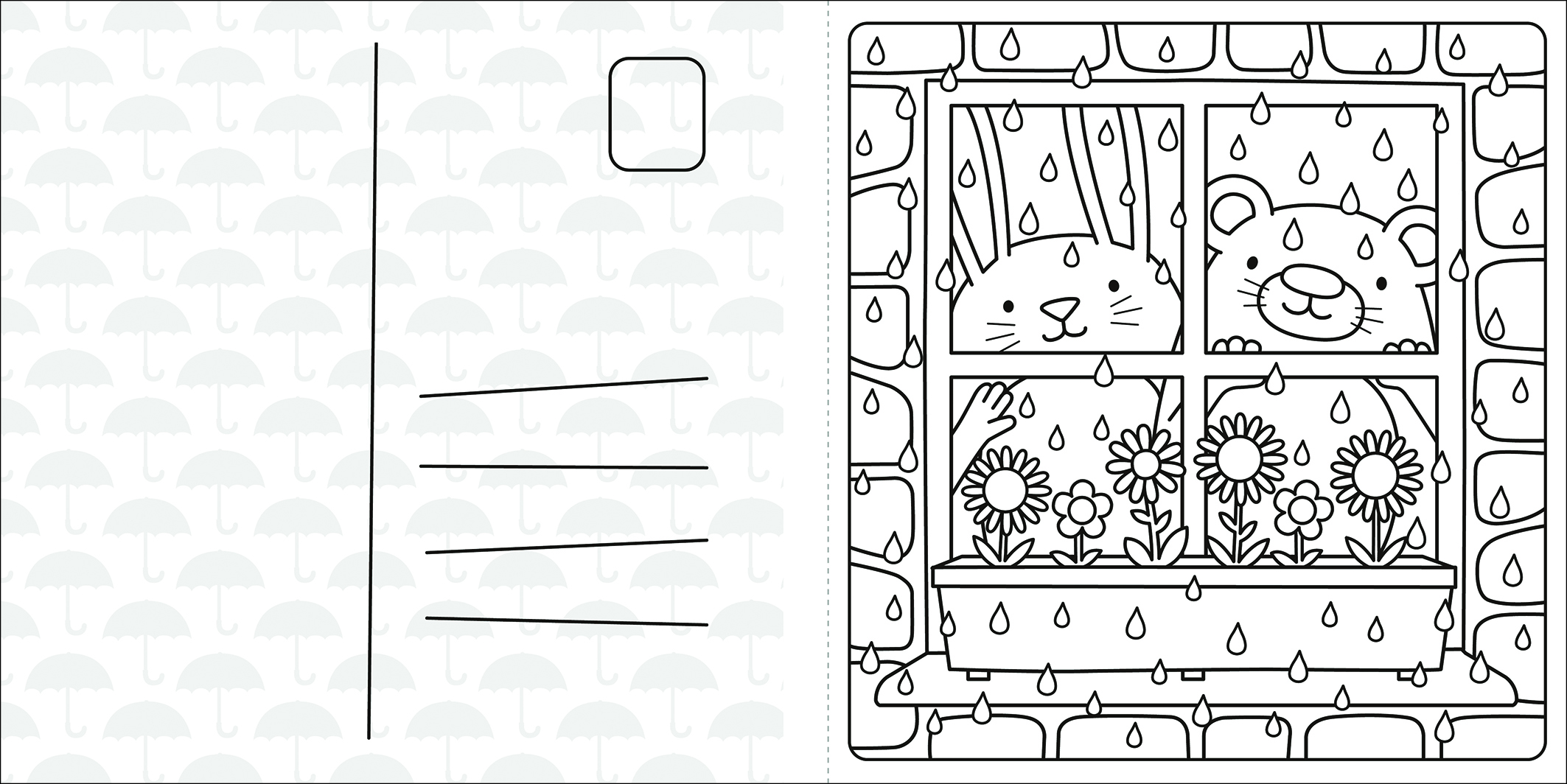 Sample content_Super Cuties: A Cozy Comfy Rainy Day Coloring Book