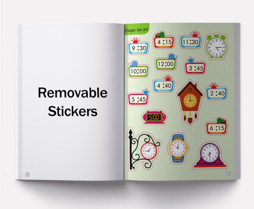 Aper&ccedil;u du contenu 2_Tell the Time Sticker Activity Book: Fun Activity Book for Children, 100 + Stickers