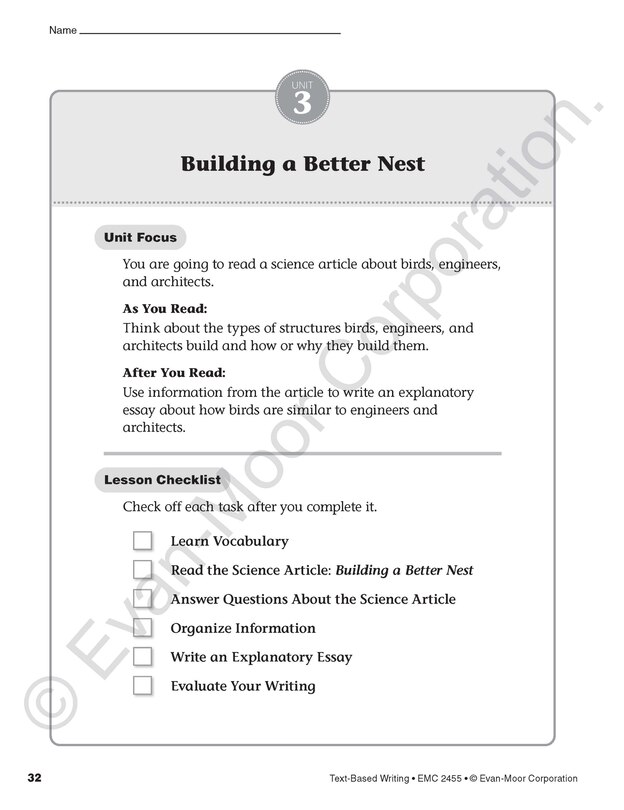 Aperçu du contenu 3_Text-Based Writing, Grade 5 Teacher Resource