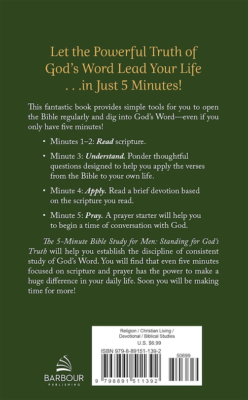 Back cover_The 5-Minute Bible Study for Men: Standing for God's Truth