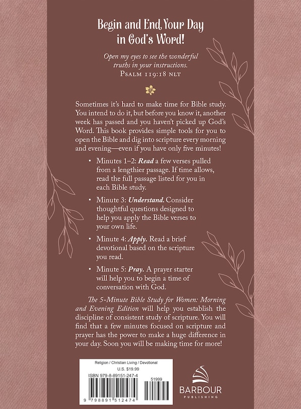 Couverture arrière_The 5-Minute Bible Study for Women: Morning and Evening Edition