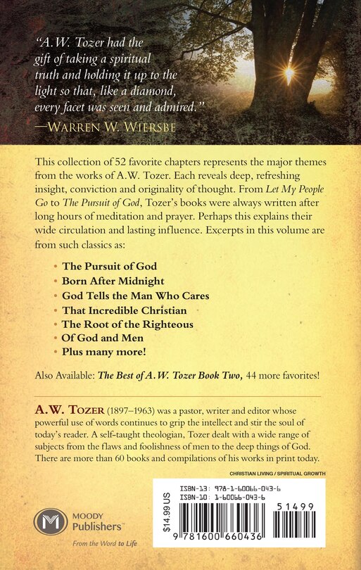 Back cover_The Best of A. W. Tozer Book One