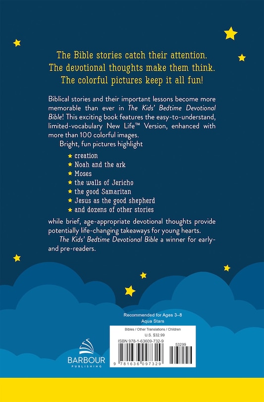 Back cover_The Kids' Bedtime Devotional Bible: NLV [Aqua Stars]