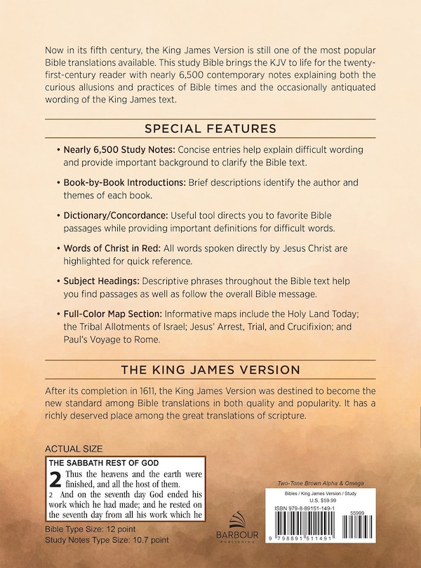 Back cover_The KJV Study Bible, Large Print (Indexed) [Two-Tone Brown Alpha & Omega]