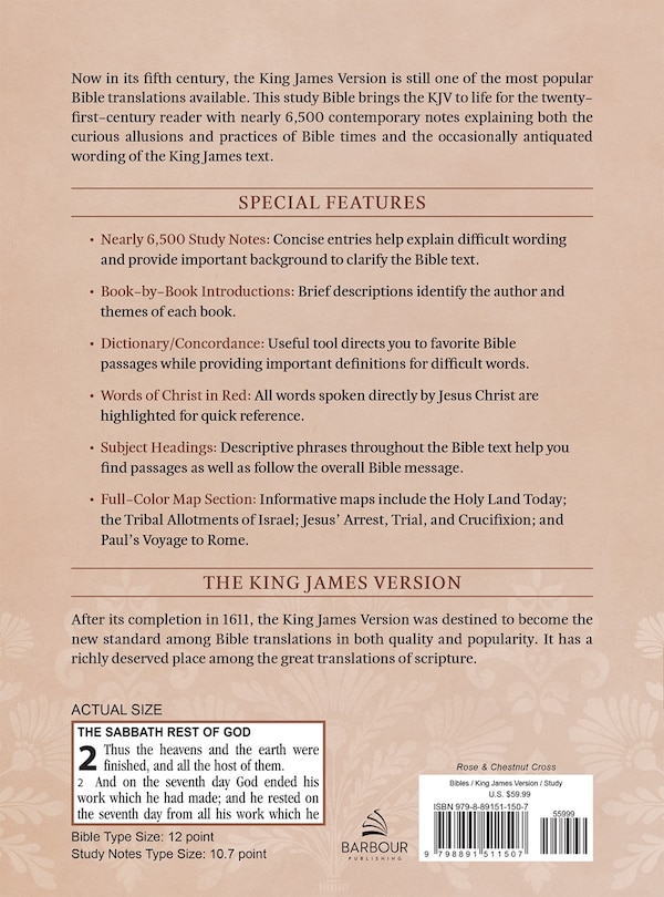 Back cover_The KJV Study Bible, Large Print (Indexed) [Rose & Chestnut Cross]