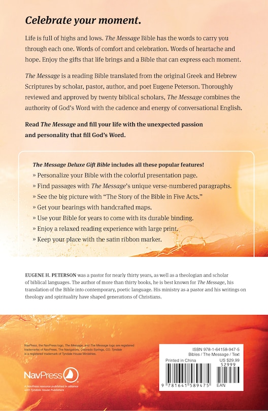 Back cover_The Message Deluxe Gift Bible, Large Print (Leather-Look, Dusty Pink Floral)