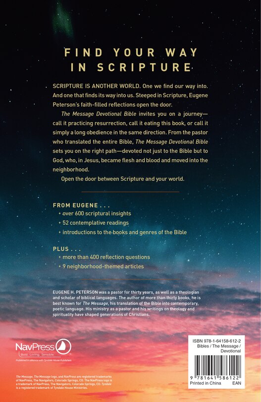 Back cover_The Message Devotional Bible (Leather-Look, Driftwood Dove)