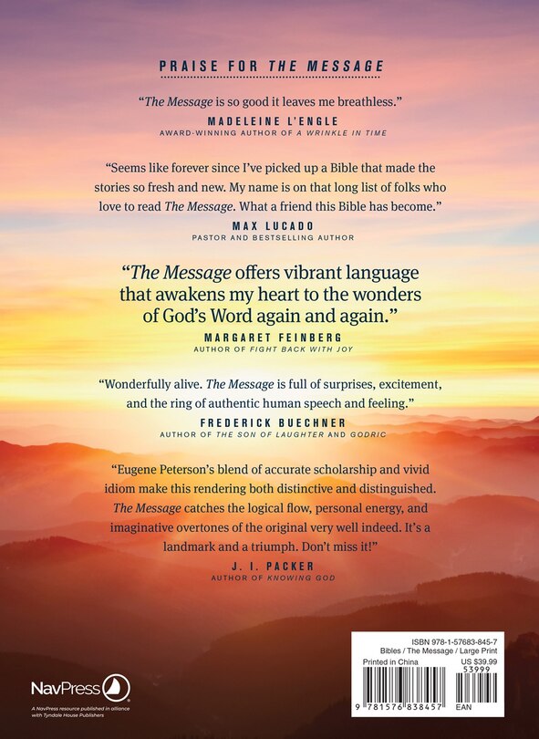 Back cover_The Message Large Print (Hardcover)