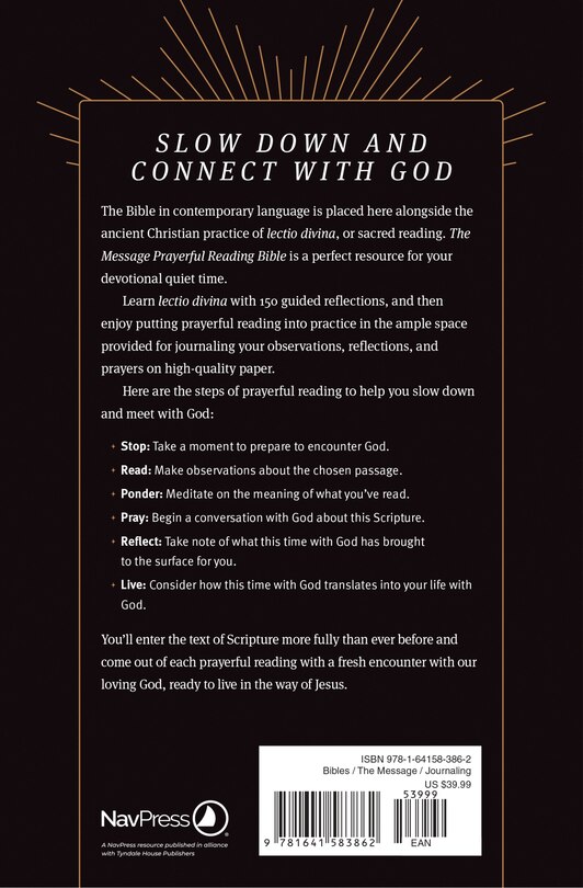 Couverture arri&egrave;re_The Message Prayerful Reading Bible (Hardcover)