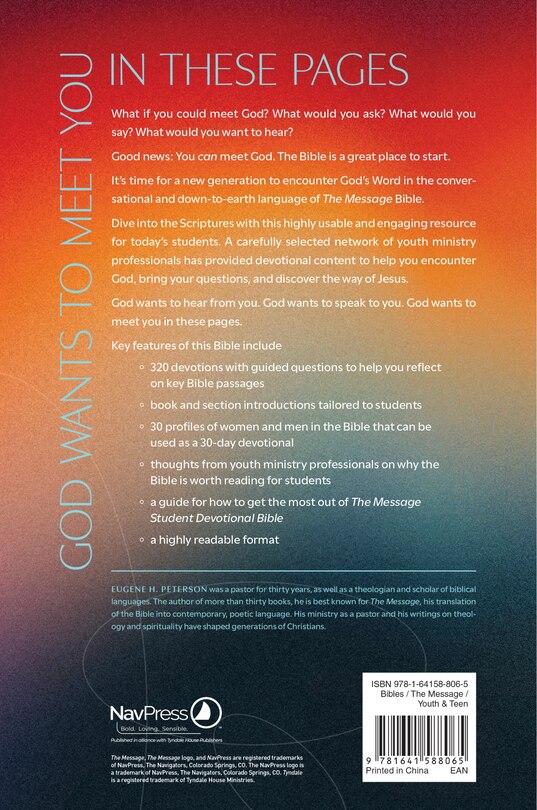 Back cover_The Message Student Devotional Bible (Leather-Look, Stone Gray)