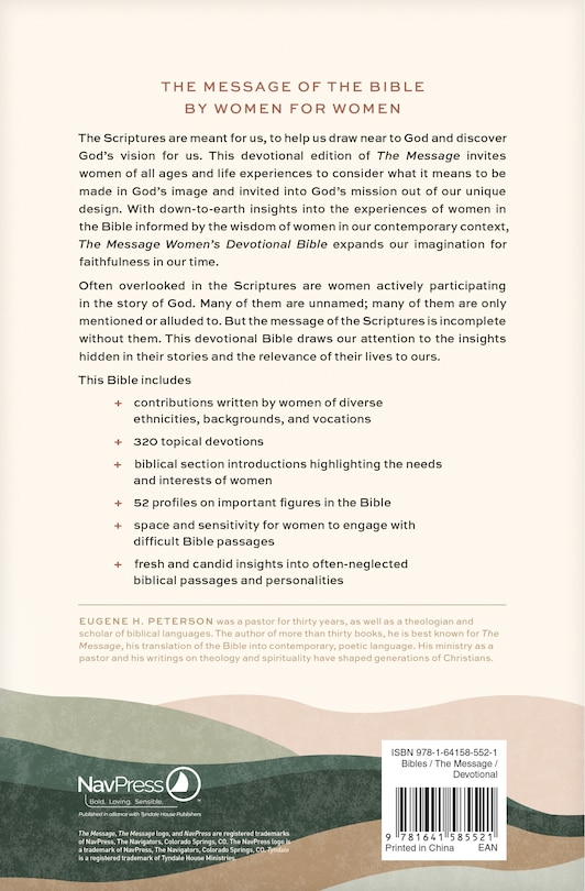 Couverture arri&egrave;re_The Message Women&rsquo;s Devotional Bible (Leather-Look, Terracotta)
