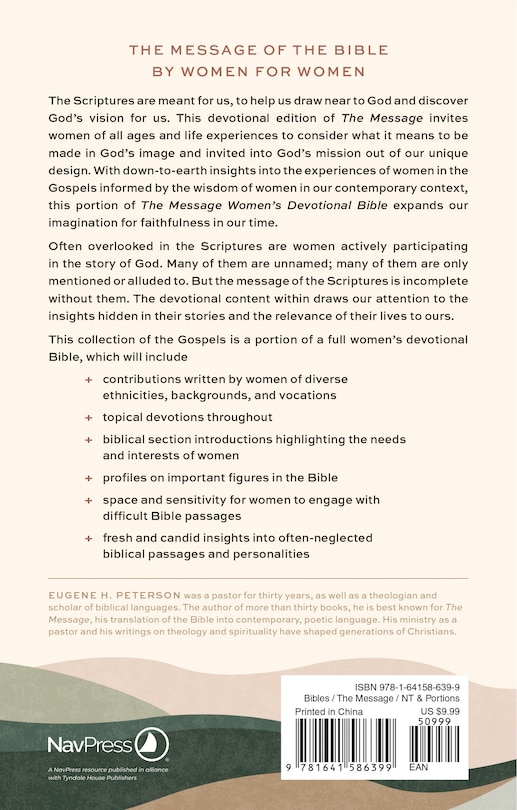 Couverture arrière_The Message Women’s Devotional Bible: The Gospels (Softcover)